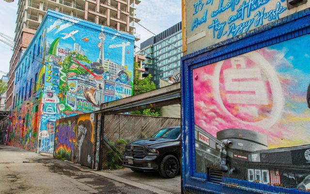 Colourful street art in Toronto's Graffiti Alley