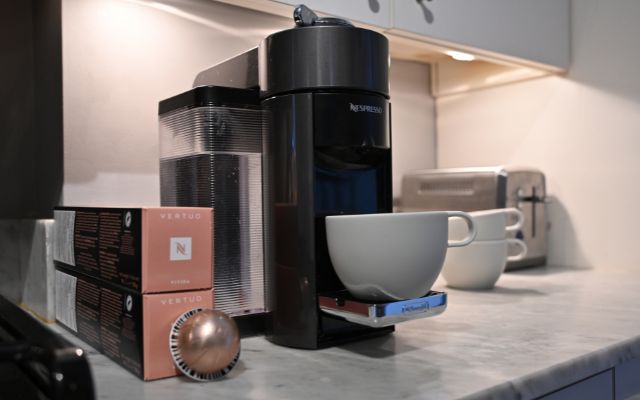 A dedicated Nespresso station for an easy morning coffee.