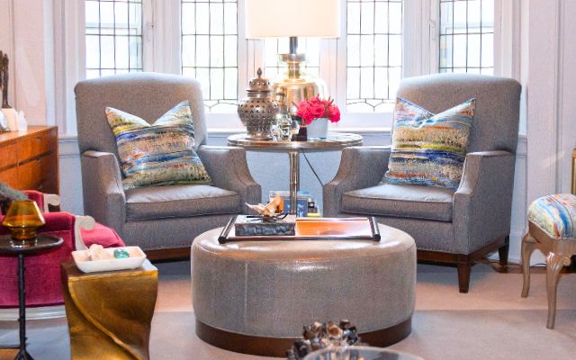 Layered seating designed for conversation and calm.